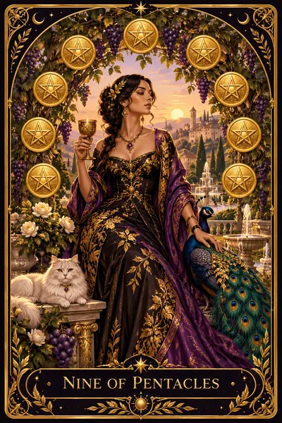 เก้าเหรียญ (Nine of Pentacles)